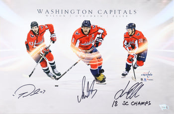 Alexander Ovechkin, Lars Eller, Tom Wilson Capitals Multi-Signed/Inscribed 12X18