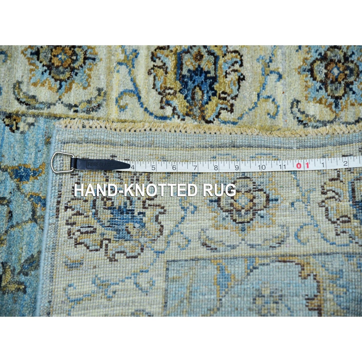 2'6"X14' Reverie Blue Wool Hand Knotted Shah Abbas Runner Oriental Rug