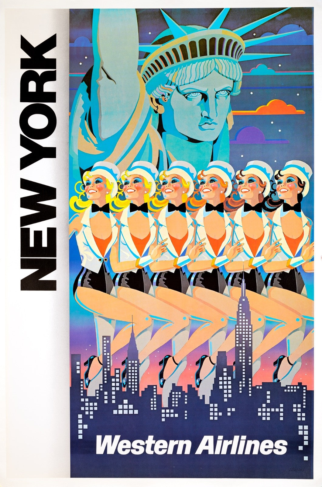 Western Airlines Nyc Chorus Line Poster 1979 By Elles Cas Original On Linen