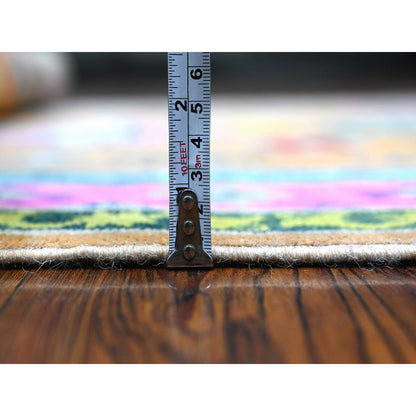 4'X5'9" Apricot Orange Vibrant Fusion Kazak All Natural Wool Oriental Rug