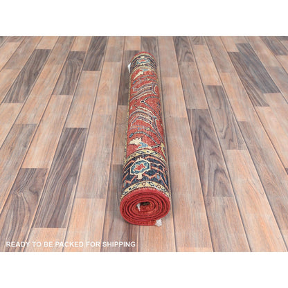 3'X4'10" Red Afghan Peshawar Heris Wool Hand Knotted Oriental Rug