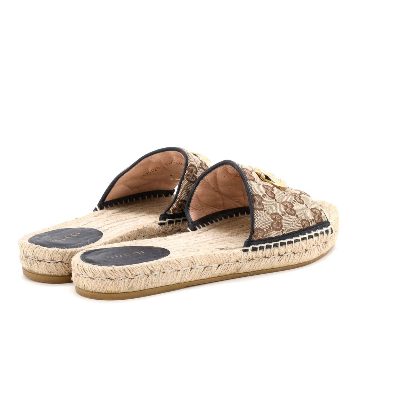 Gucci Women'S Gg Marmont Espadrilles Slide Sandals Diagonal Quilted Gg Canvas