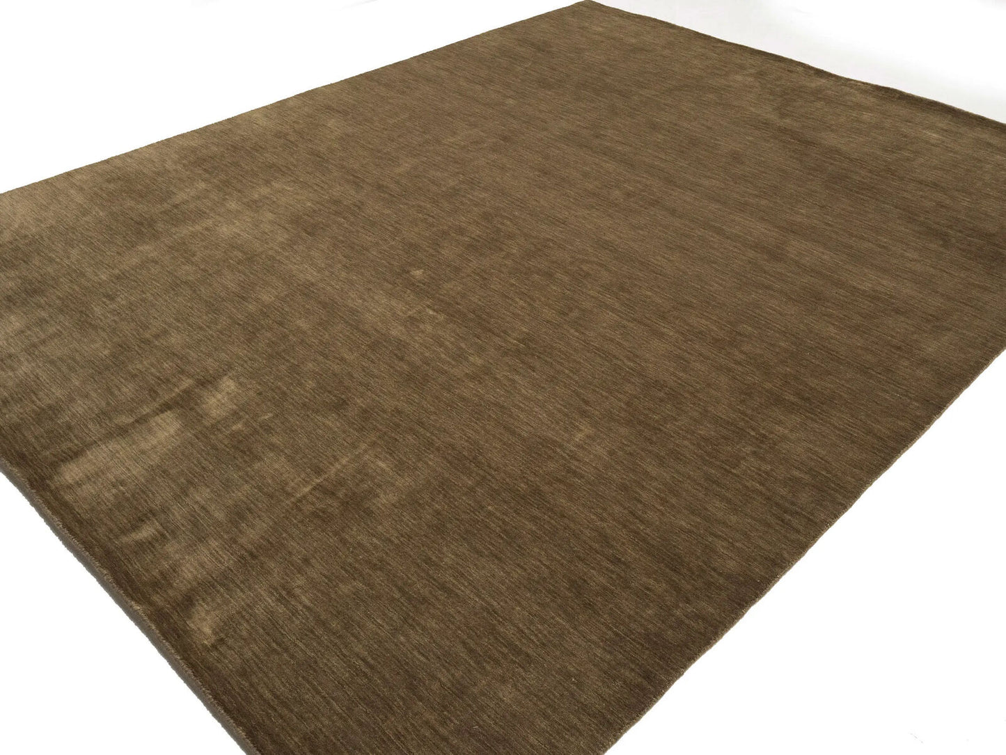 Brown Solid Design Hand-Loomed 9X12 Gabbeh Wool