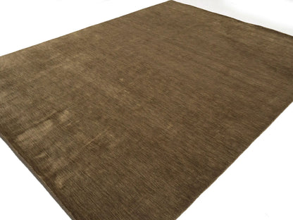 Brown Solid Design Hand-Loomed 9X12 Gabbeh Wool
