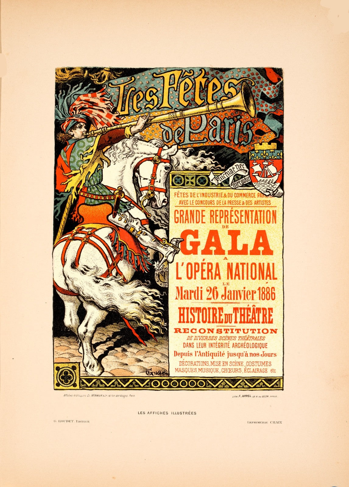 Les Fetes De Paris Eugene Grasset  For Les Affiches Illustrees 1896 Stone Litho