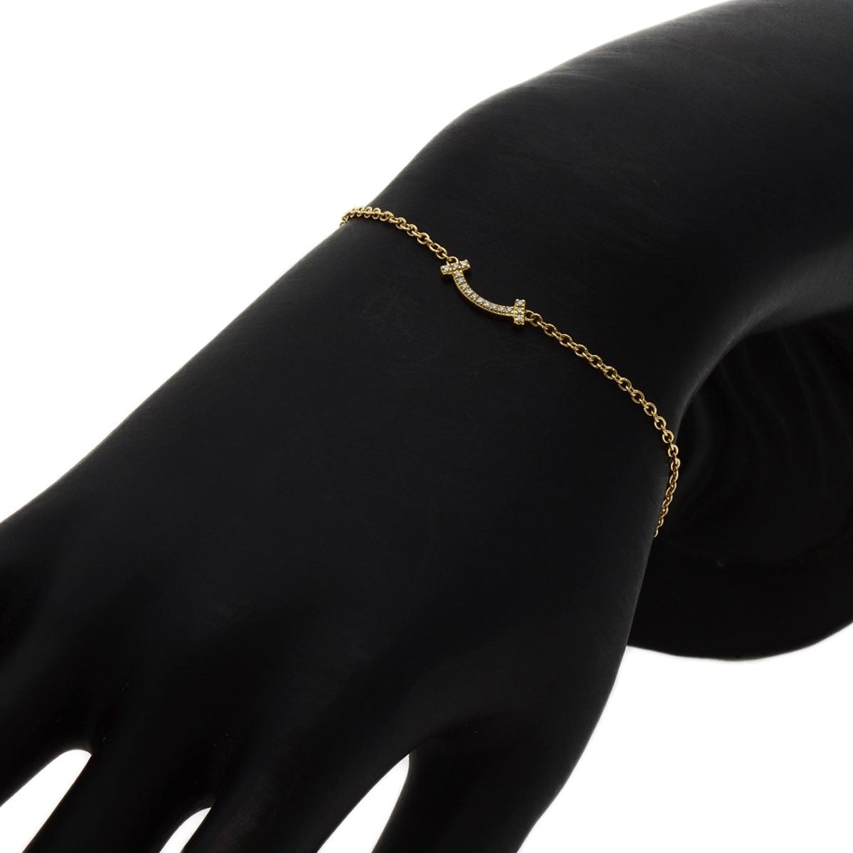 Tiffany & Co. K18 Yellow Gold T Smile Mini Diamond Bracelet