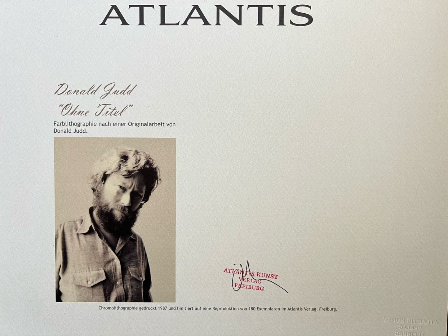 Donald Judd Lithograph Coa Signed Numbered Stamped (180 Ex)