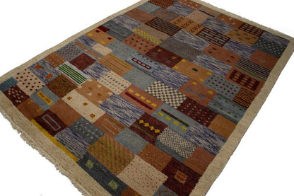 Handmade Tribal Checker Design Indo-Gabbeh Rug