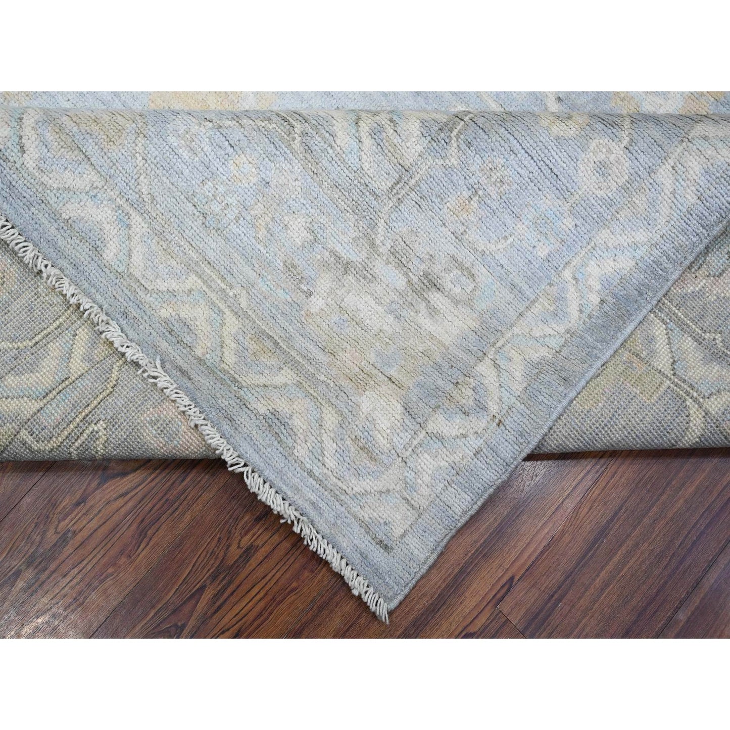 8'1"X10' Blue Gray Wool Weft Afghan Angora Oushak Oriental Rug