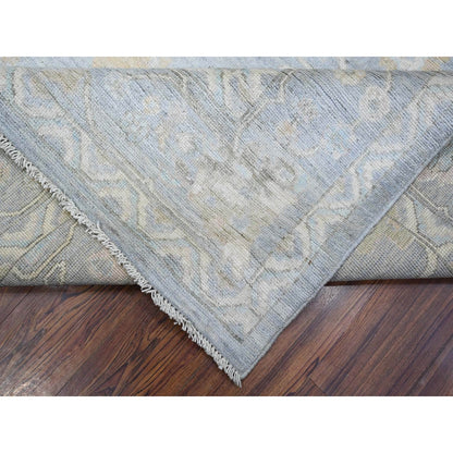 8'1"X10' Blue Gray Wool Weft Afghan Angora Oushak Oriental Rug