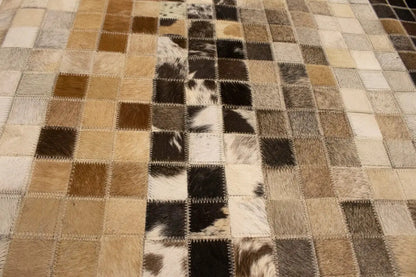 8X10 Ft Contemporary Multicolored Cowhide Leather