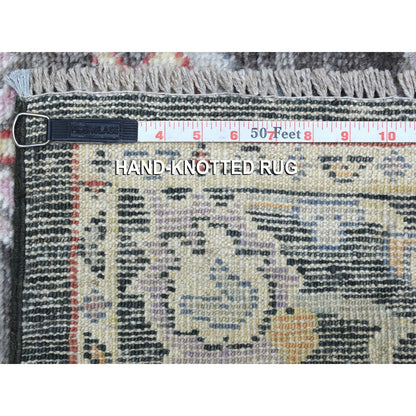 2'10"X9'10" Charcoal Black Angora Oushak Soft Wool Handknotted Runner Rug