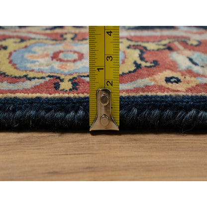 3'3"X5'3" Midnight Blue Antiqued Heris Re-Creation Hand Knotted Wool Rug