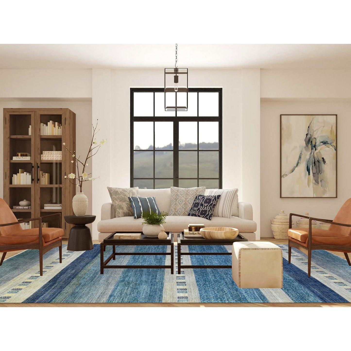 9'X11'9" Light Blue Afghan Kashkuli Gabbeh Pure Wool Hand Knotted Rug