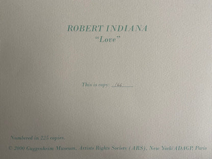 Robert Indiana Lithograph Guggenheim Museum Coa Limited Edition
