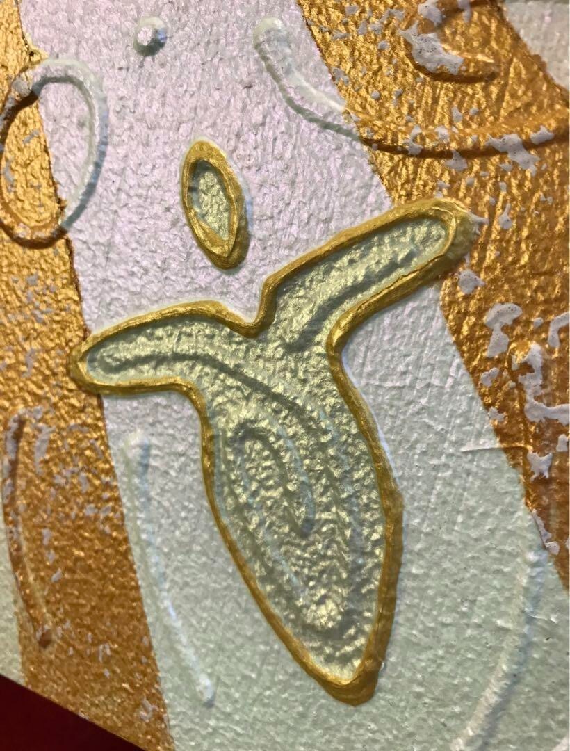 Andy Lakey - Love Angels Pink & Green Original Textured Painting On Wood Signed