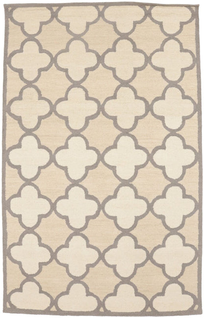 Cream Beige Trellis Style Rug Hand-Tufted Modern