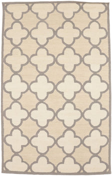 Cream Beige Trellis Style Rug Hand-Tufted Modern