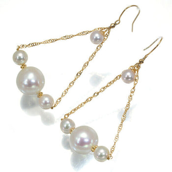 Akoya Pearl 4.2-8.8mm Hook Dangle Earrings 18K