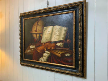 Muzio Carli -Violino Original Oil Painting On Canvas Coa Italy Violin Still Life