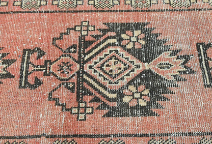 4X6'5 Distressed Antique Tribal Oriental Rug Muted Farmhouse Wool Carpet