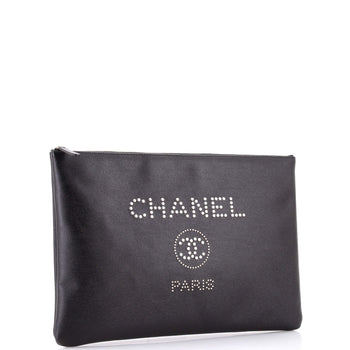 Chanel Deauville Pouch Studded Caviar Large