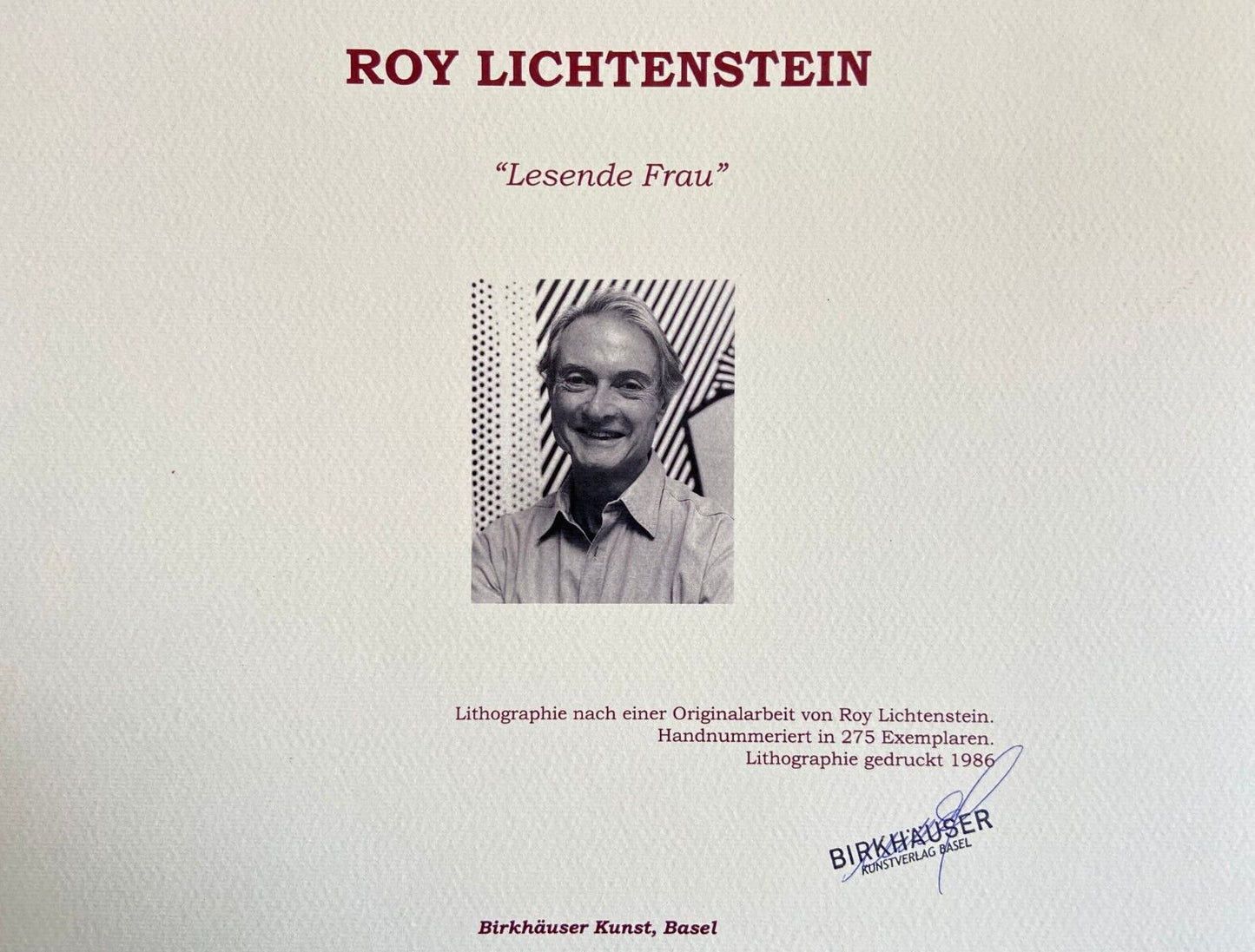 Roy Lichtenstein Lithograph Coa Signed Numbered