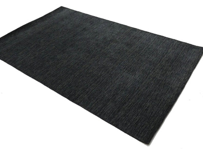 Charcoal Solid Hand-Loomed 5X8 Gabbeh Wool Rug