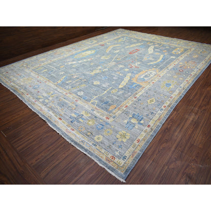 12'X16' Cadet Gray, Wool Hand Knotted, Afghan Angora Oushak Oversized Rug