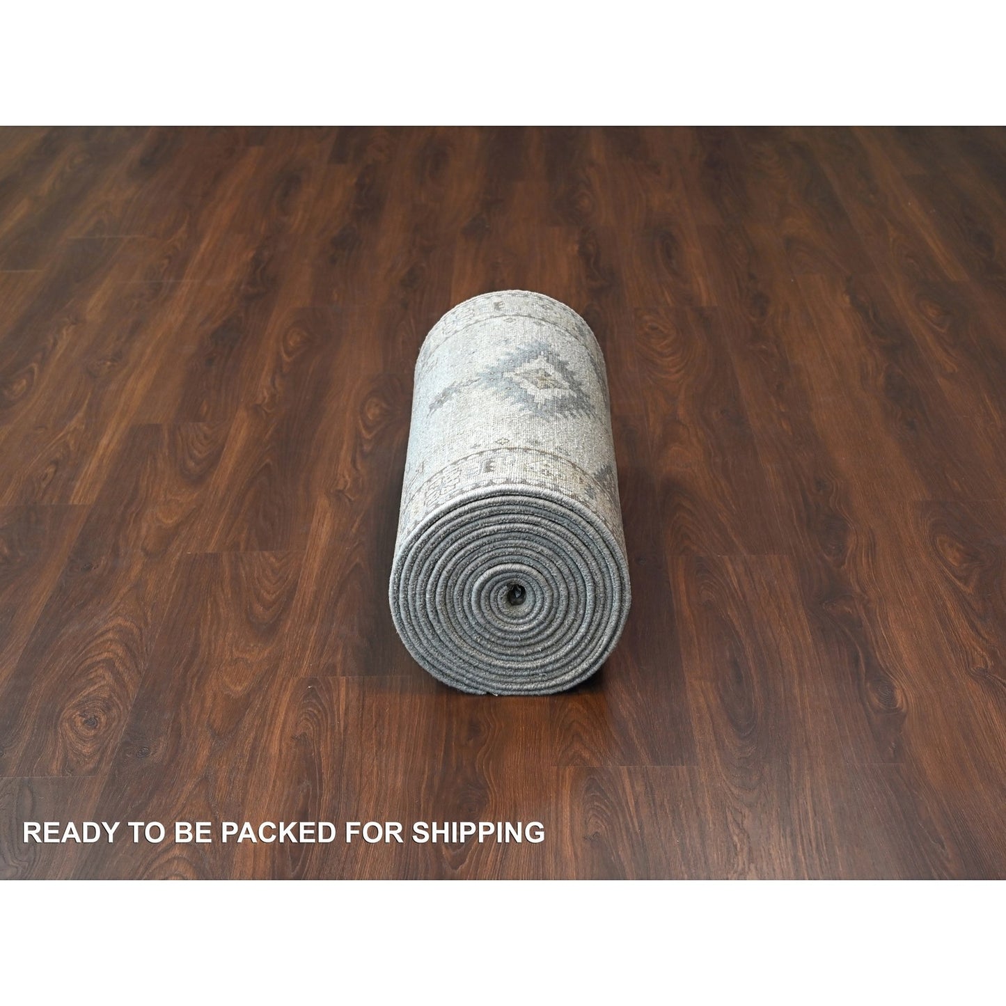 2'8"X23'10" Gray Hand Knotted Village Inspired Geometric Xl Runner Rug