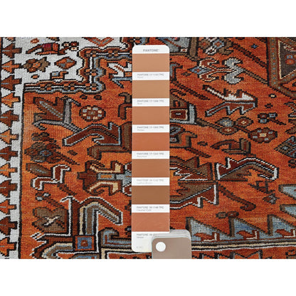 10'X12' Burnt Orange Vintage Zoroastrian Heris Hand Knotted Pure Wool Rug
