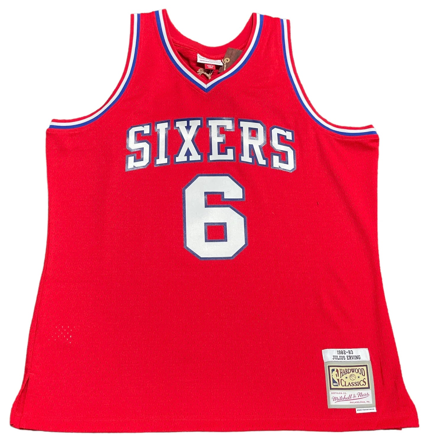 Julius Erving "83 Champs" Autographed Philadelphia 76Ers Mitchell & Ness Red Jer