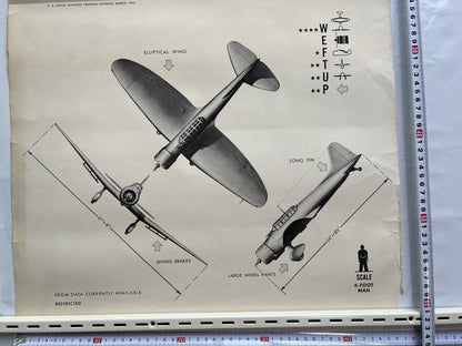 Wwii Us Navy Id Poster 1943 Aichi Type 99 "Val" Dive Bomber Japan Original