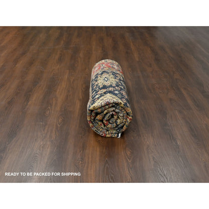 8'2"X10' Cynical Black Wool Karajeh Design Hand Knotted Oriental Rug