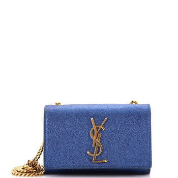 Saint Laurent Classic Monogram Crossbody Bag Metallic Leather Small