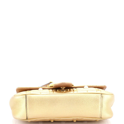 Gucci Pearly Gg Marmont Flap Bag Embellished Matelasse Leather Mini