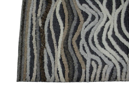 Handmade Modern Area Rug High-Low Relief Waves