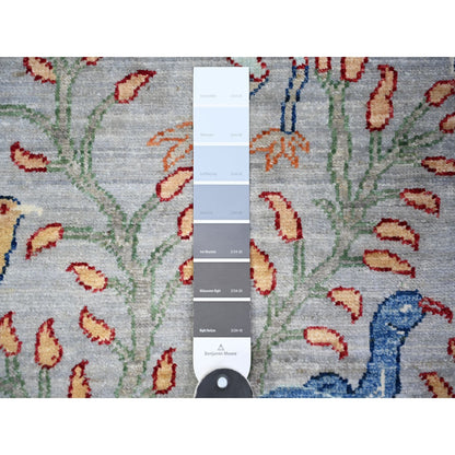 2'9"X7'7" Ash Gray Afghan Peshawar Wool Hand Knotted Runner Oriental Rug