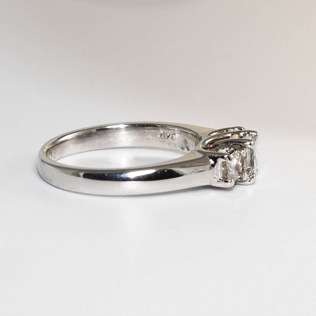 14K White Gold Three-Stone Diamond Engagement