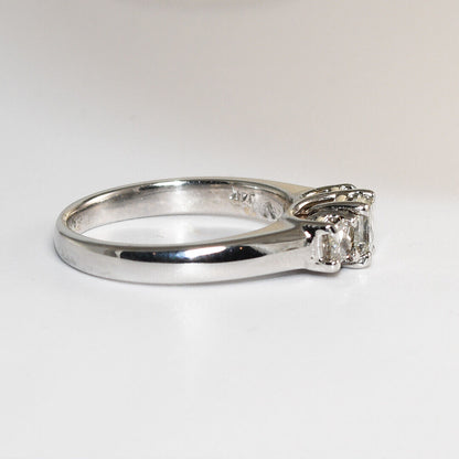 14K White Gold Three-Stone Diamond Engagement