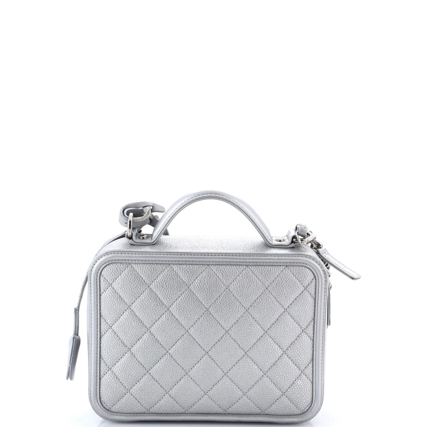 Chanel Filigree Vanity Case Quilted Metallic Caviar Medium