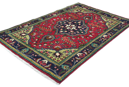Vintage Handmade Small Red Oriental Rug Classic