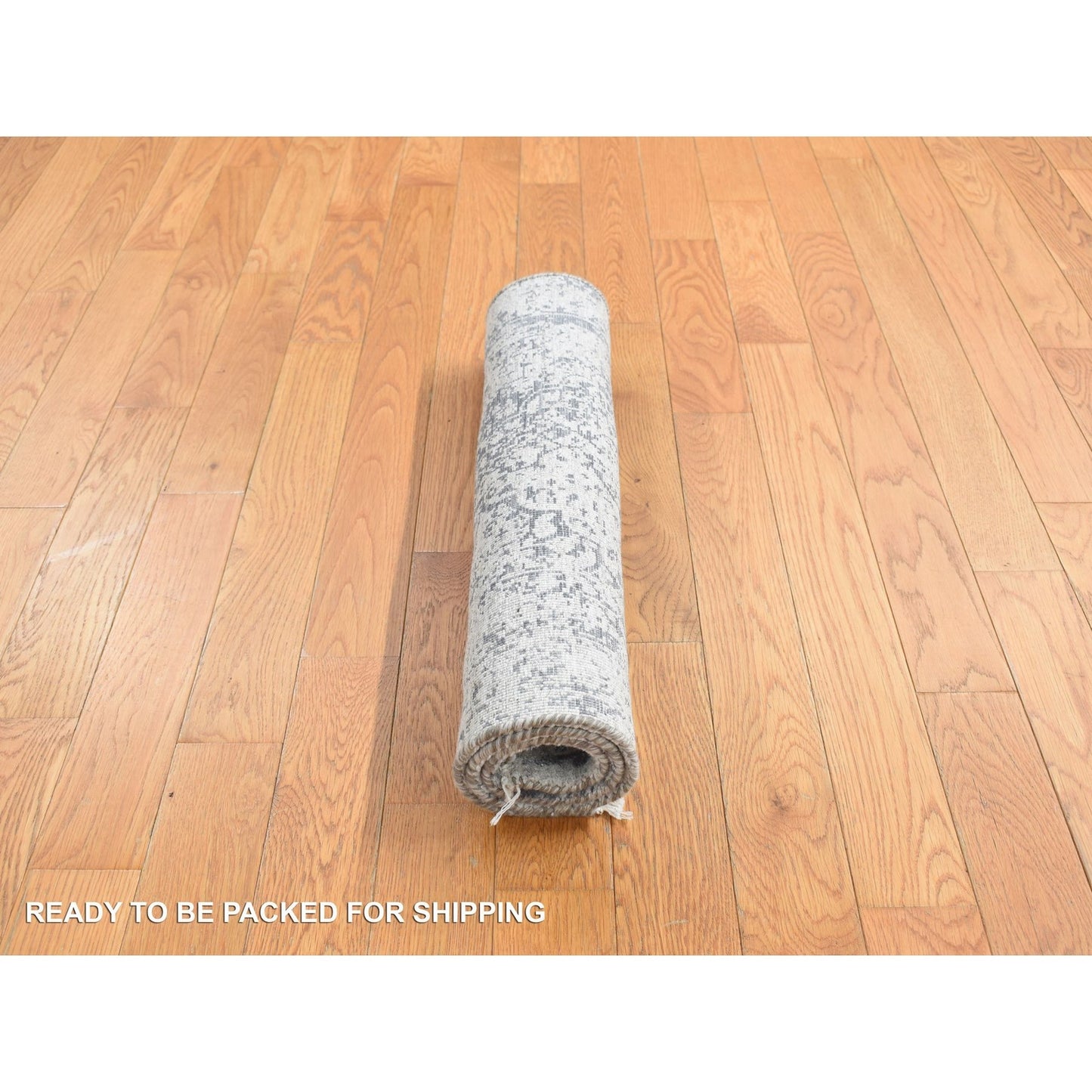 2'1"X3'1" Gray Zoroastrian Design Hand Knotted Wool And Silk Mat Rug