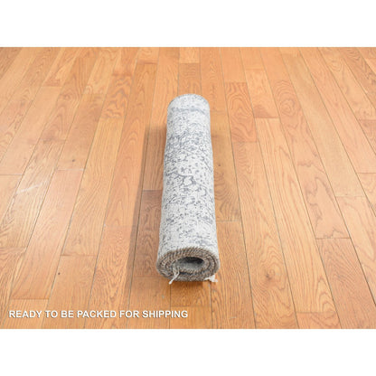 2'1"X3'1" Gray Zoroastrian Design Hand Knotted Wool And Silk Mat Rug