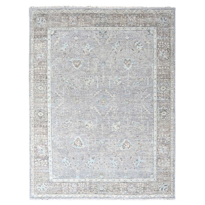 9'X12'1" Medium Gray Oushak Design Hand Knotted All Wool Oriental Rug