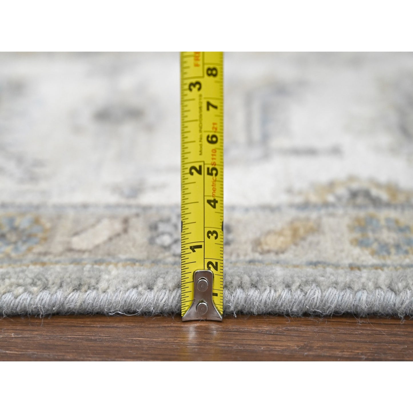 Rug 6'x11'9" Stargazer Gray Karajeh Geometric Hand Knotted Wide Runner