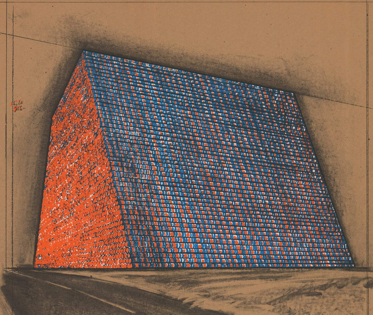 Javacheff Christo Wrapped Oil Barrels Texas " Lithograph Contempor