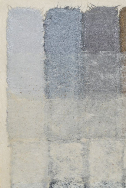 Framed Hisashi Momose Signed Original Painting Mixed media "Square Strips"