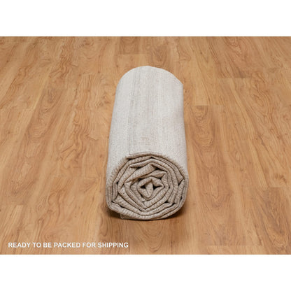 9'2"X12'2" Beaver Brown Flat Weave With Textured Grass Design Wool Rug
