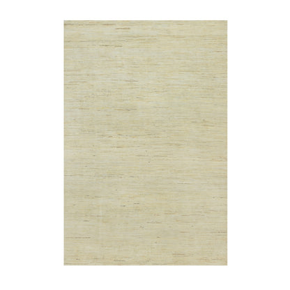Rug 6'x9' White Wool Hand Knotted Lori Buft Thick and Plush Plain Design